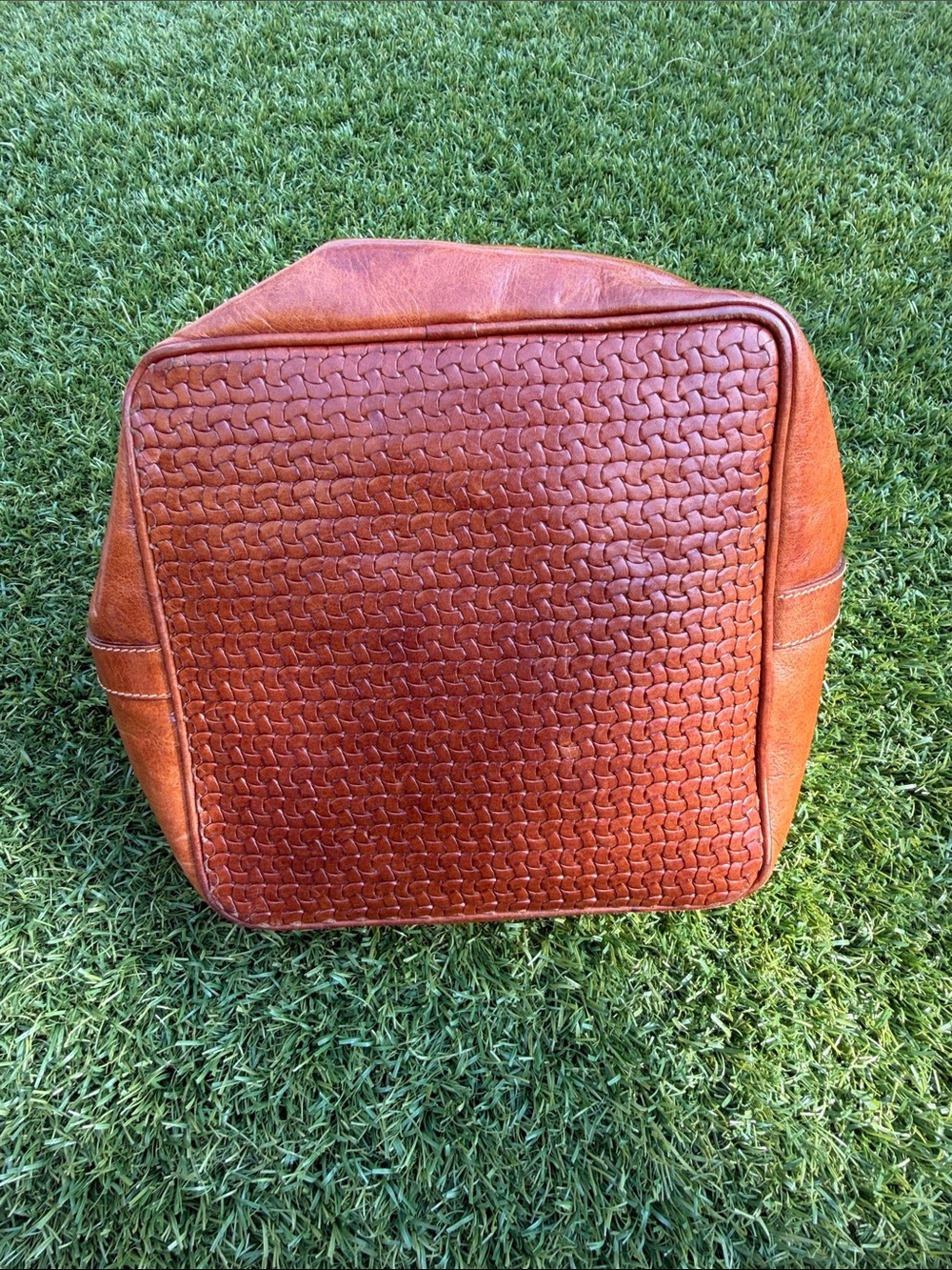 Furla Woven Brown Leather Drawstring Shoulder Bag - Picture 5 of 8